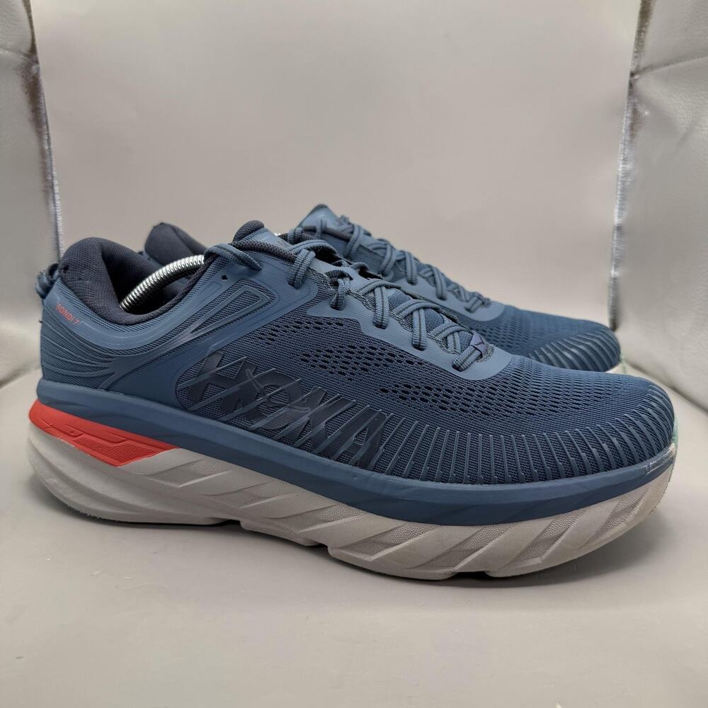 Hoka One One Bondi 7 Shoes Mens Size 12 Blue Running Sneakers 1110518 RTOS